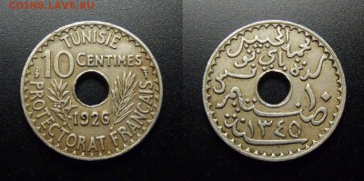 МОНЕТЫ МИРА 12-17 - Франц. Тунис - 10 сантимов (1926)