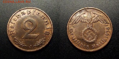 МОНЕТЫ МИРА 12-17 - Германия (3-й Рейх) – 2 рейхспфеннига (1938 J)