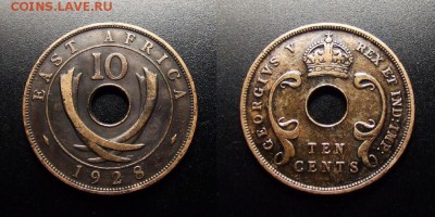 МОНЕТЫ МИРА 12-17 - Брит. Восточная Африка – 10 центов (1928)