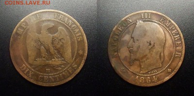 МОНЕТЫ МИРА 12-17 - Франция – 10 сантимов (1864 ВВ)