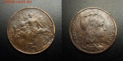 МОНЕТЫ МИРА 12-17 - Франция – 5 сантимов (1912)