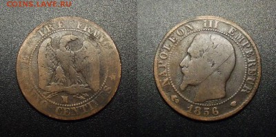 МОНЕТЫ МИРА 12-17 - Франция – 5 сантимов (1856 МА)