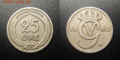 МОНЕТЫ МИРА 12-17 - Швеция – 25 эре (1940 G) №1