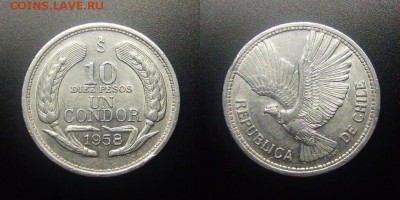 МОНЕТЫ МИРА 12-17 - Чили – 10 песо (1 кондор) (1958)