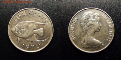 МОНЕТЫ МИРА 12-17 - Бермуды – 5 центов (1970) «Рыба-ангел»