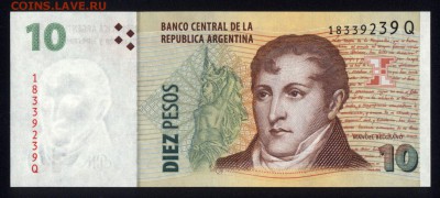 Аргентина 10 песо 2014 unc 20.12.17 22:00 мск - 2