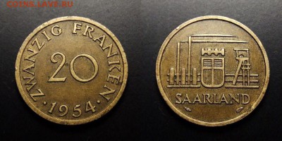 МОНЕТЫ МИРА 12-17 - Саар (Саарланд) – 20 франков (1954) №2