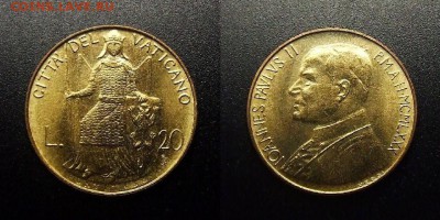 МОНЕТЫ МИРА 12-17 - Ватикан – 20 лир (1980) «Фортитудо – богиня мужества»