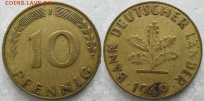 27.Ходячка ФРГ 10 пфеннигов 1949-1996г - 27.5. -ФРГ 10 пфеннигов 1949 J    6801