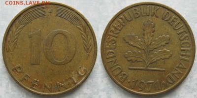 27.Ходячка ФРГ 10 пфеннигов 1949-1996г - 27.23. -ФРГ 10 пфеннигов 1971 J    7624