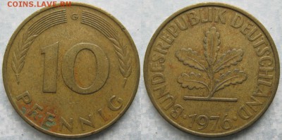 27.Ходячка ФРГ 10 пфеннигов 1949-1996г - 27.28. -ФРГ 10 пфеннигов 1976 G    6930