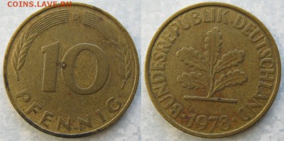 27.Ходячка ФРГ 10 пфеннигов 1949-1996г - 27.32. -ФРГ 10 пфеннигов 1978 D    6718