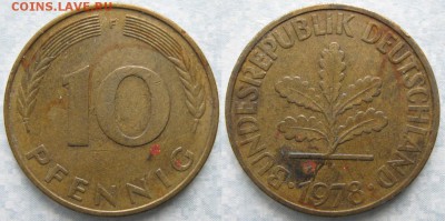 27.Ходячка ФРГ 10 пфеннигов 1949-1996г - 27.33. -ФРГ 10 пфеннигов 1978 F    6848