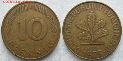27.Ходячка ФРГ 10 пфеннигов 1949-1996г - 27.40. -ФРГ 10 пфеннигов 1979 J    6899