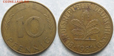 27.Ходячка ФРГ 10 пфеннигов 1949-1996г - 27.44. -ФРГ 10 пфеннигов 1981 J    6831
