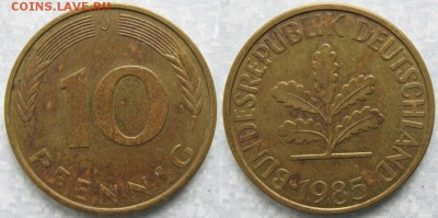27.Ходячка ФРГ 10 пфеннигов 1949-1996г - 27.48. -ФРГ 10 пфеннигов 1985 J    6675