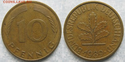 27.Ходячка ФРГ 10 пфеннигов 1949-1996г - 27.50. -ФРГ 10 пфеннигов 1989 F    6674