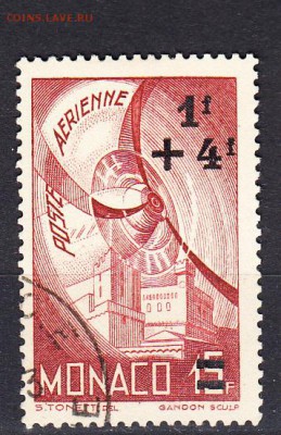 Монако 1945 надпечатка на м 15с - 745