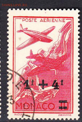 Монако 1945 надпечатка на м 10с - 746