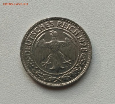 ВЕЙМАР,50 рейхспфеннигов 1928D(никель)!до 20.12.2017 - фото 16 декабря 192