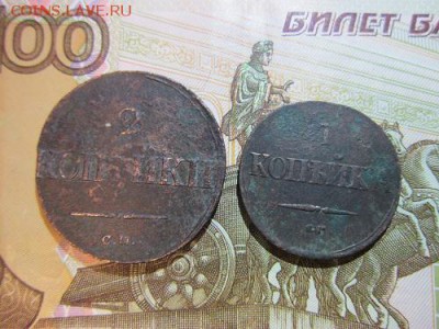 2 копейки 1838г С.М. и 1 копейка 1832г. С.М. до 21.12.17г. - копейки ав