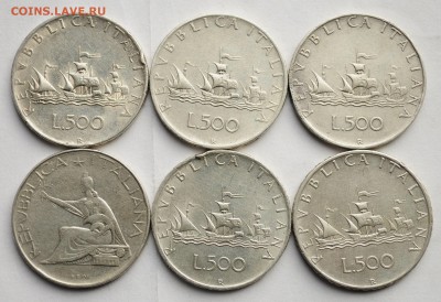 Лот - 500 лир 1958, 59, 60, 61, 64, 65г. 6шт. Италия - DSC_1662.JPG
