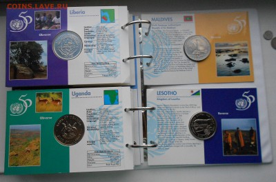 редкий набор 50 лет ООН альбом папка в шубере 21 монета UNC - DSCN5077.JPG