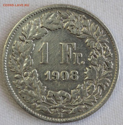 С 1 РУБ.ШВЕЙЦАРИЯ 1 франк 1908г.  до 27.12 в 22-00 - IMG_0277