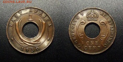 МОНЕТЫ МИРА 12-17 - Брит. Восточная Африка – 1 пенни (1930) бронза (погнута)