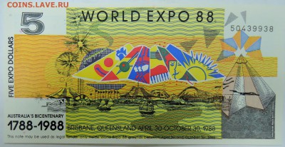 АВСТРАЛИЯ - 5 долларов ЭКСПО 1988 г. пресс до 01.01 в 22.00 - DSCN1872.JPG