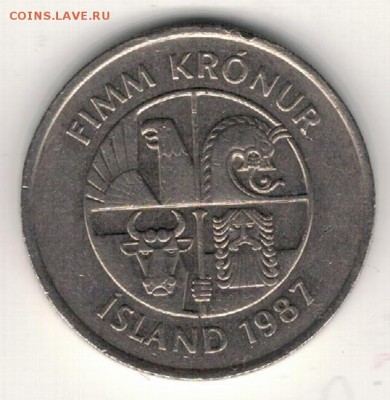 Исландия 5 крон 1987 Дельфины 01.01.2018 в 22.00мск (Е517) - 4-1ис5