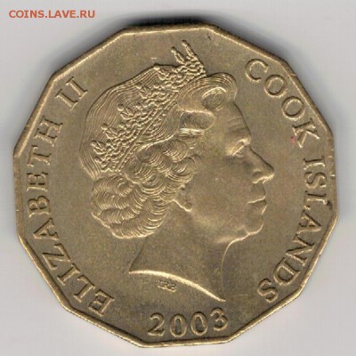 О-ва Кука 5$ 2003 Раковина до 01.01.2018 в 22.00мск (Е658) - 4-ок5д