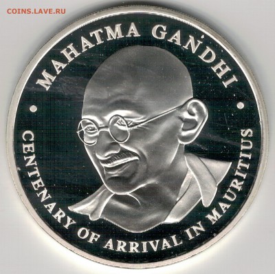 Ag Маврикий 100 рупий 2001 Ганди до 01.01 в 22.00мск (Е502) - 5-мав