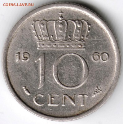Нидерланды 10 центов 1960 г. до 24.00 03.01.18 г. - Scan-171226-0025
