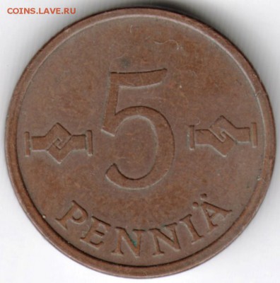Финляндия 5 пенни 1963 г. до 24.00 03.01.18 г. - Scan-171226-0032