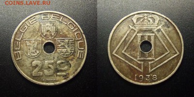 МОНЕТЫ МИРА 12-17 - Бельгия – 25 сантимов (1938) №1-2