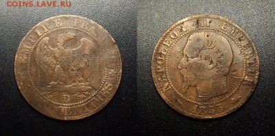 МОНЕТЫ МИРА 12-17 - Франция – 5 сантимов (1855 D) с д.