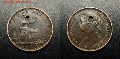 МОНЕТЫ МИРА 12-17 - Великобритания – 1 фартинг (1882) «Виктория» (с отв.)