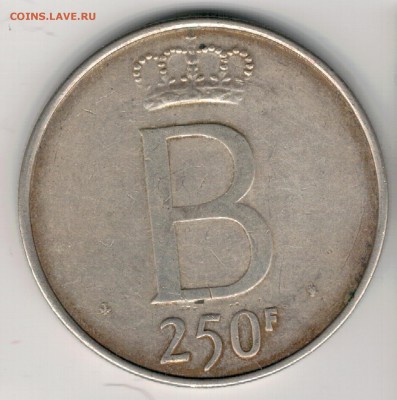 Ag БЕЛЬГИЯ 250 ФРАНКОВ 1976 ЮБИЛЕЙ 04.01 В 22.00МСК (Е492) - 5-б250а