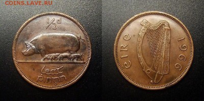 МОНЕТЫ МИРА 12-17 - Ирландия – 0,5 пенни (1966) «Свиноматка»