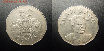 МОНЕТЫ МИРА 12-17 - Свазиленд – 50 центов (2005) «Герб»