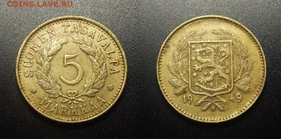 МОНЕТЫ МИРА 12-17 - Финляндия – 5 марок (1949 Н)