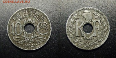 МОНЕТЫ МИРА 12-17 - Франция – 10 сантимов (1941) (с точками у даты) цинк