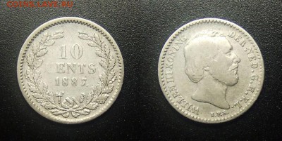 МОНЕТЫ МИРА 12-17 - Нидерланды – 10 центов (1887) «Вильгельм III» (Ag)