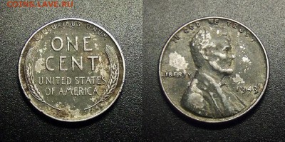 МОНЕТЫ МИРА 12-17 - США – 1 цент (1943) цинк покр. сталью (военный выпуск) №1-2
