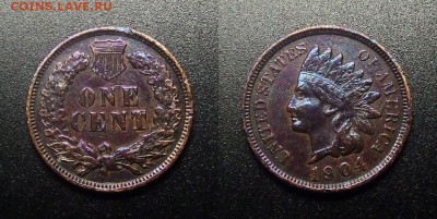 МОНЕТЫ МИРА 12-17 - США – 1 цент (1904) «Индеец»