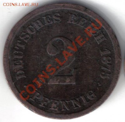 Германия 2 пфеннига 1874D до 29.03 21.00мск - Германия 2 пфеннига 1875D-1