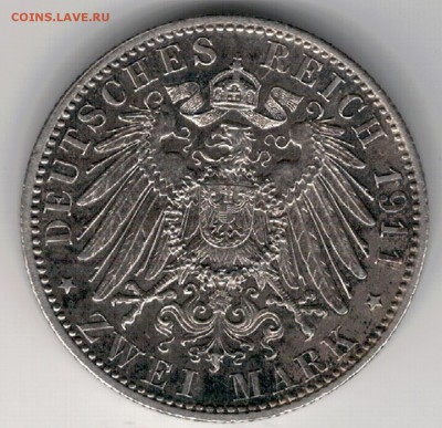 Ag ГЕРМАНИЯ (БАВАРИЯ) 2 МАРКИ 1911D ДО 11.01 В 22Ч (Е474) - 5-б1911а