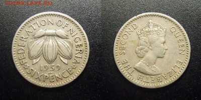 МОНЕТЫ МИРА 12-17 - Брит. Нигерия – 6 пенсов (1959) «Плоды какао»