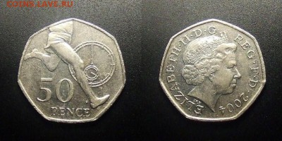 МОНЕТЫ МИРА 12-17 - Великобритания – 50 пенсов (2004) «50 лет рекорду в беге»
